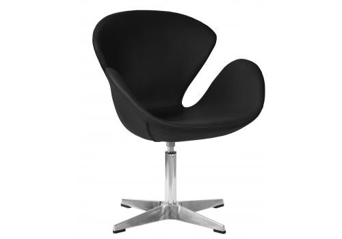  Кресло дизайнерское DOBRIN SWAN, черный кожзам P13, алюминиевое основание, фото 1 