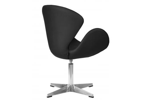  Кресло дизайнерское DOBRIN SWAN, черный кожзам P13, алюминиевое основание, фото 4 