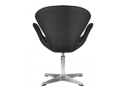  Кресло дизайнерское DOBRIN SWAN, черный кожзам P13, алюминиевое основание, фото 5 