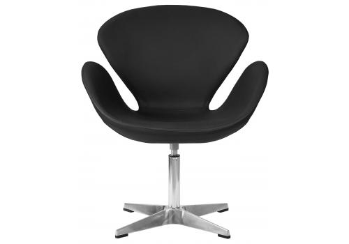  Кресло дизайнерское DOBRIN SWAN, черный кожзам P13, алюминиевое основание, фото 6 