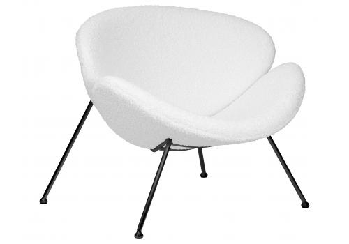  Кресло дизайнерское DOBRIN EMILY, белый (букле) ткань, черное основание, фото 1 