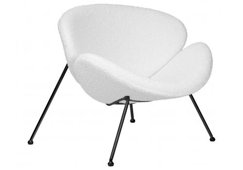  Кресло дизайнерское DOBRIN EMILY, белый (букле) ткань, черное основание, фото 2 