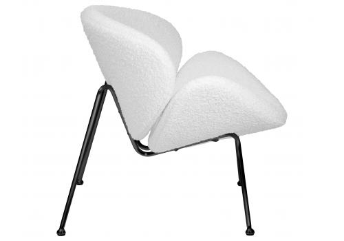  Кресло дизайнерское DOBRIN EMILY, белый (букле) ткань, черное основание, фото 3 