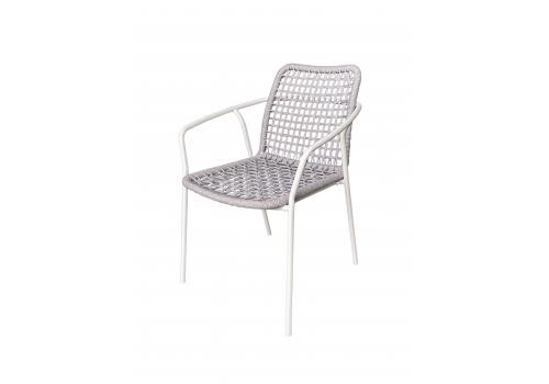  "Тунис" стул плетенный из роупа, каркас алюминий белый, роуп светло-серый, фото 1 