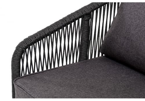  "Канны" кресло плетеное из роупа, каркас алюминий темно-серый (RAL7024) шагрень, роуп темно-серый круглый, ткань Savana grafit, фото 4 