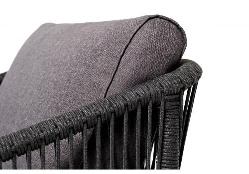  "Канны" кресло плетеное из роупа, каркас алюминий темно-серый (RAL7024) шагрень, роуп темно-серый круглый, ткань Savana grafit, фото 8 