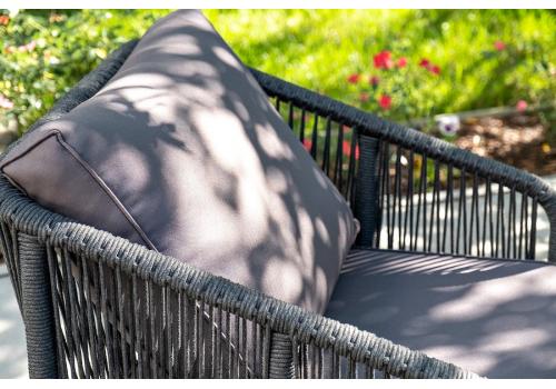  "Канны" кресло плетеное из роупа, каркас алюминий темно-серый (RAL7024) шагрень, роуп темно-серый круглый, ткань Savana grafit, фото 10 