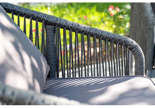  "Канны" кресло плетеное из роупа, каркас алюминий темно-серый (RAL7024) шагрень, роуп темно-серый круглый, ткань Savana grafit, фото 11 