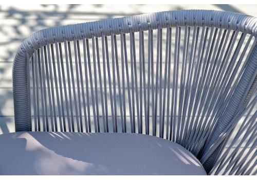  "Марсель" стул плетеный из роупа, каркас алюминий белый шагрень, роуп светло-серый круглый, ткань светло-серая, фото 14 