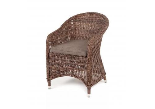  "Равенна" плетеное кресло из искусственного ротанга, цвет коричневый с серой подушкой, фото 1 
