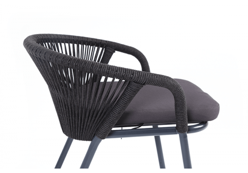  "Женева" стул плетеный из роупа, каркас алюминий темно-серый (RAL7024) шагрень, роуп темно-серый круглый, ткань темно-серая, фото 4 