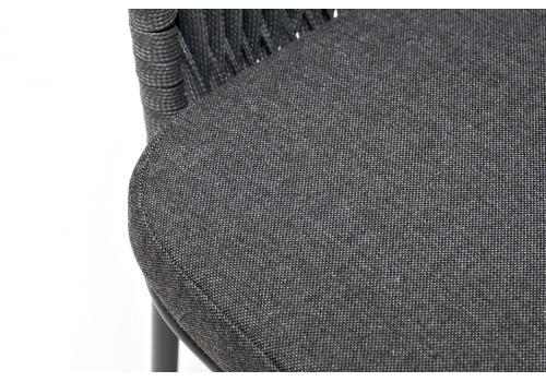  "Бордо" стул плетеный из роупа (колос), каркас из стали серый (RAL7022) муар, роуп серый 15мм, ткань серая, фото 8 