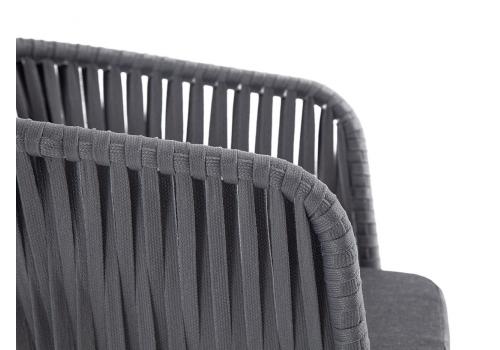  "Бордо" стул плетеный из роупа, каркас алюминий белый шагрень, роуп серый 15мм, ткань серая, фото 2 