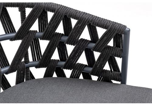  "Диего" стул плетеный из роупа, каркас из стали серый (RAL7022), роуп темно-серый круглый, ткань серая, фото 6 