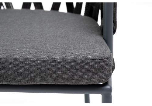  "Диего" стул плетеный из роупа, каркас из стали серый (RAL7022), роуп темно-серый круглый, ткань серая, фото 8 