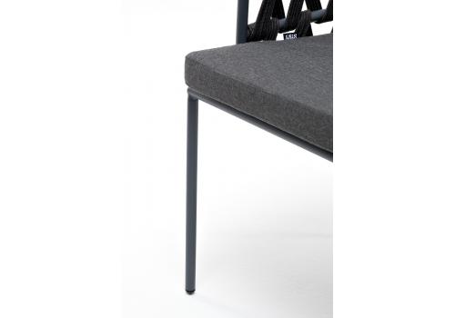  "Диего" стул плетеный из роупа, каркас из стали серый (RAL7022), роуп темно-серый круглый, ткань серая, фото 10 