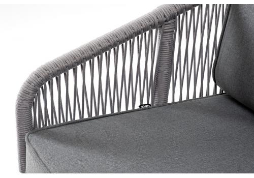  "Канны" диван 2-местный плетеный из роупа, каркас алюминий белый шагрень, роуп светло-серый круглый, ткань Neo ash, фото 5 