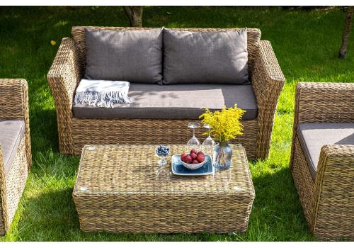  "Капучино" диван из искусственного ротанга (гиацинт) двухместный, цвет соломенный, фото 13 