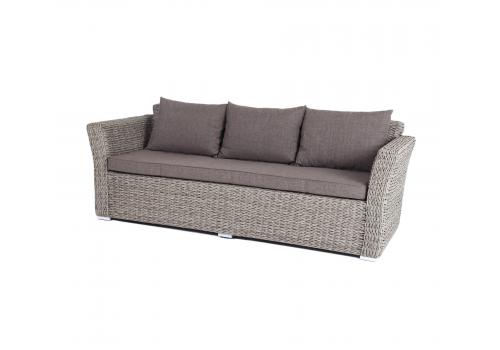  "Капучино" диван из искусственного ротанга (гиацинт) трехместный, цвет серый, фото 1 