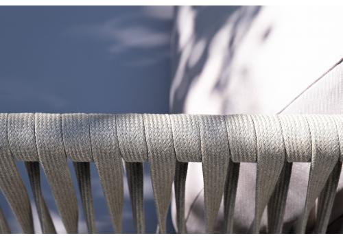  "Касабланка" диван модульный плетеный из роупа, каркас алюминий, роуп бежевый 20мм, ткань Neo ash, фото 10 