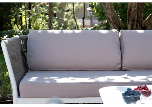  "Касабланка" диван модульный плетеный из роупа, каркас алюминий, роуп бежевый 20мм, ткань Neo ash, фото 12 