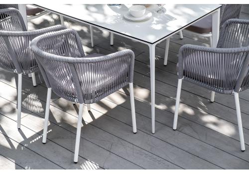  "Малага" обеденный стол из HPL 140х80см, цвет молочный, каркас белый, фото 9 