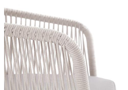  "Марсель" стул плетеный из роупа, каркас алюминий белый шагрень, роуп бежевый круглый, ткань бежевая, фото 4 