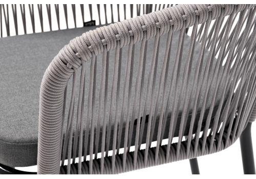  "Марсель" стул плетеный из роупа, каркас алюминий темно-серый (RAL7024), роуп светло-серый круглый, ткань светло-серая, фото 5 
