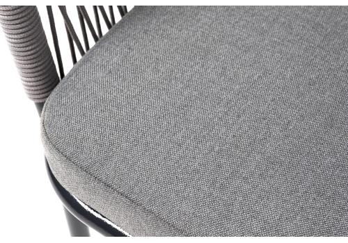  "Марсель" стул плетеный из роупа, каркас алюминий темно-серый (RAL7024), роуп светло-серый круглый, ткань светло-серая, фото 6 