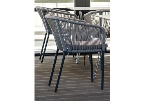  "Марсель" стул плетеный из роупа, каркас алюминий темно-серый (RAL7024), роуп светло-серый круглый, ткань светло-серая, фото 7 