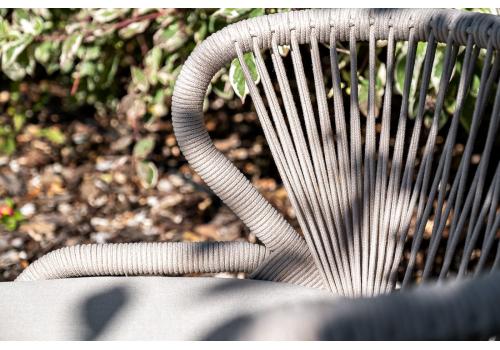  "Милан" стул плетеный из роупа, каркас алюминий белый шагрень, роуп бежевый круглый, ткань бежевая, фото 11 
