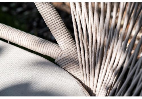  "Милан" стул плетеный из роупа, каркас алюминий белый шагрень, роуп бежевый круглый, ткань бежевая, фото 12 