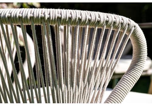  "Милан" стул плетеный из роупа, каркас алюминий белый шагрень, роуп бежевый круглый, ткань бежевая, фото 16 