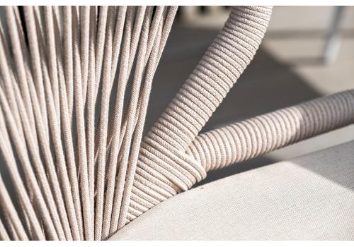  "Милан" стул плетеный из роупа, каркас алюминий белый шагрень, роуп бежевый круглый, ткань бежевая, фото 23 