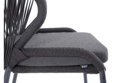  "Милан" стул плетеный из роупа, каркас алюминий темно-серый (RAL7024) шагрень, роуп темно-серый круглый, ткань темно-серая, фото 6 