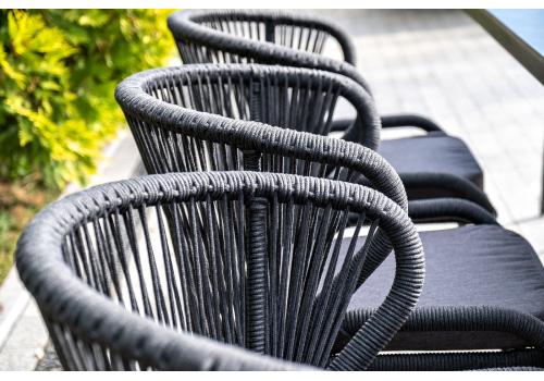  "Милан" стул плетеный из роупа, каркас алюминий темно-серый (RAL7024) шагрень, роуп темно-серый круглый, ткань темно-серая, фото 11 