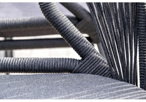  "Милан" стул плетеный из роупа, каркас алюминий темно-серый (RAL7024) шагрень, роуп темно-серый круглый, ткань темно-серая, фото 15 