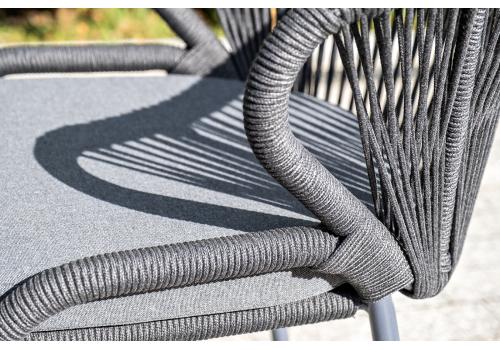 "Милан" стул плетеный из роупа, каркас алюминий темно-серый (RAL7024) шагрень, роуп темно-серый круглый, ткань темно-серая, фото 17 