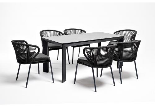  "Венето" обеденная группа на 6 персон со стульями "Милан", каркас темно-серый, роуп темно-серый, фото 2 