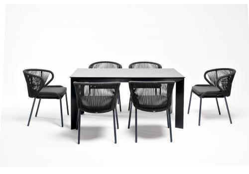  "Венето" обеденная группа на 6 персон со стульями "Милан", каркас темно-серый, роуп темно-серый, фото 3 