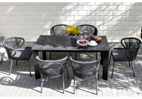  "Венето" обеденная группа на 6 персон со стульями "Милан", каркас темно-серый, роуп темно-серый, фото 12 