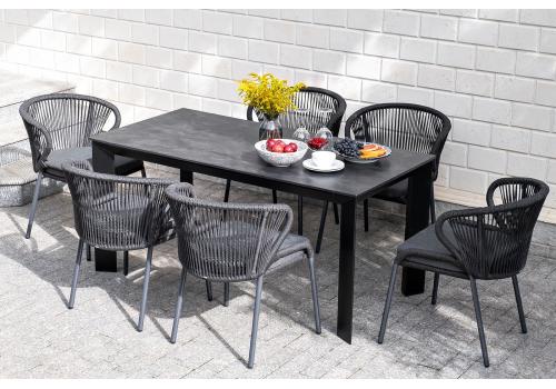  "Венето" обеденный стол из HPL 160х80см, цвет "серый гранит", каркас черный, фото 8 