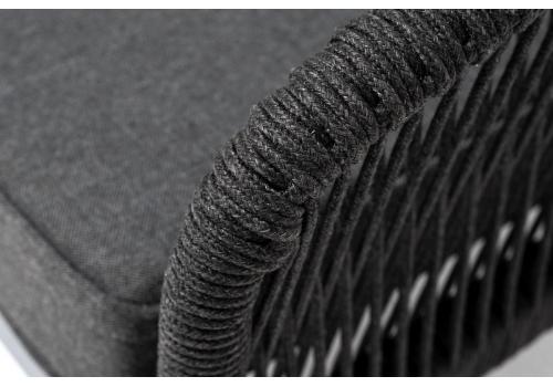  "Канны" левый модуль плетеный из роупа, каркас алюминий темно-серый (RAL7024) шагрень, роуп темно-серый круглый, ткань темно-серая, фото 7 