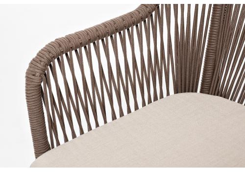  "Лион" стул плетеный из роупа, каркас из стали коричневый (RAL8016) муар, роуп коричневый круглый, ткань бежевая, фото 4 