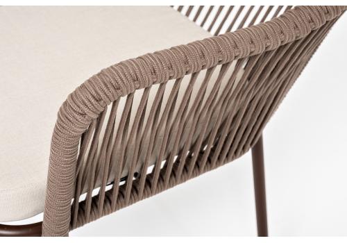  "Лион" стул плетеный из роупа, каркас из стали коричневый (RAL8016) муар, роуп коричневый круглый, ткань бежевая, фото 5 