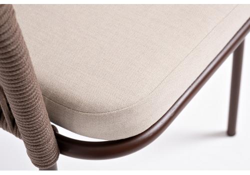  "Лион" стул плетеный из роупа, каркас из стали коричневый (RAL8016) муар, роуп коричневый круглый, ткань бежевая, фото 6 