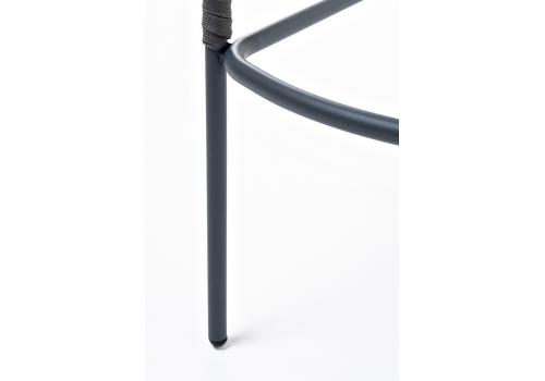  "Бордо" стул барный плетеный из роупа, каркас из стали серый (RAL7022) муар, роуп серый 15мм, ткань серая, фото 2 
