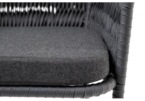  "Бордо" стул барный плетеный из роупа (колос), каркас из стали серый (RAL7022) муар, роуп серый 15мм, ткань темно-серая, фото 7 