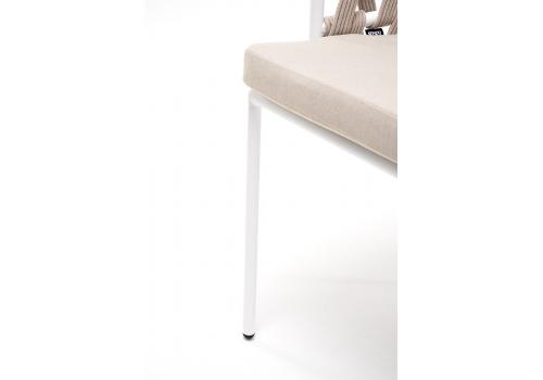  "Диего" стул плетеный из роупа, каркас из стали белый, роуп бежевый круглый, ткань бежевая, фото 9 