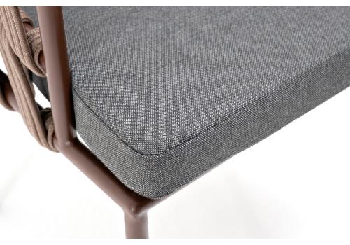 "Диего" стул плетеный из роупа, каркас из стали коричневый (RAL8016) муар, роуп коричневый круглый, ткань серая, фото 7 